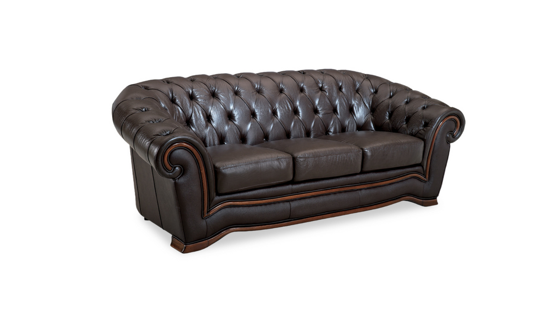 ESF Italia Aviana Brown 3-seater Leather Sofa with Glossy Finish