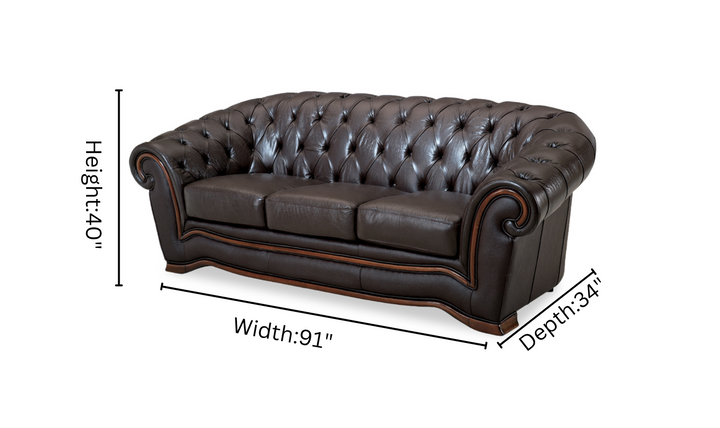 ESF Italia Aviana Brown 3-seater Leather Sofa with Glossy Finish