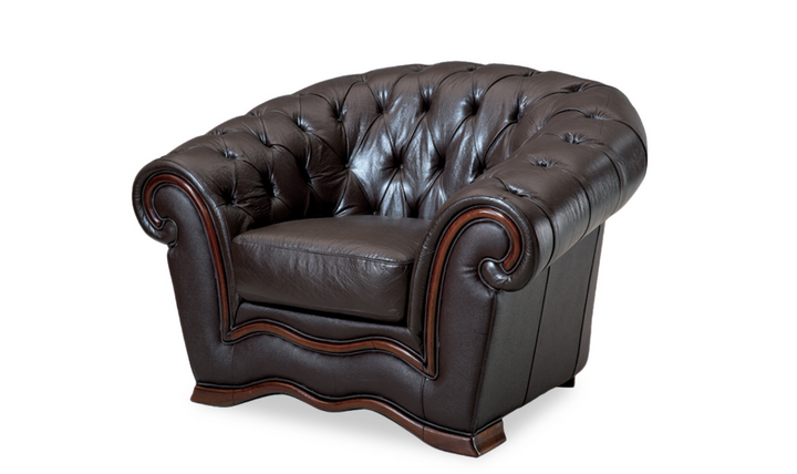 ESF Italia Aviana Brown Leather Chair With Tufted Backrest with Matt Finish