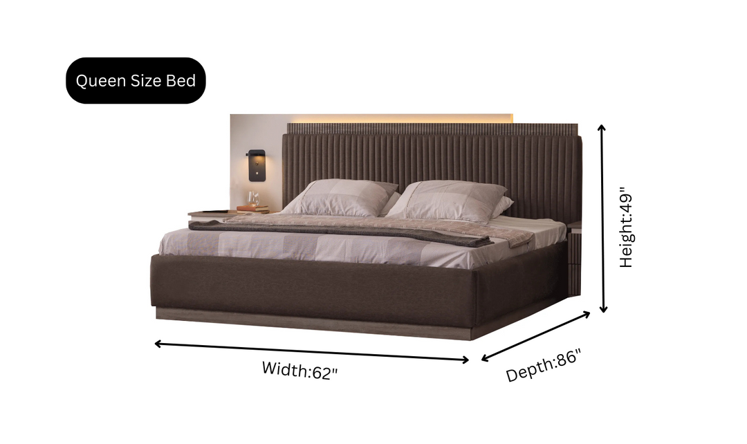 ESF Italia Elvis Bed With Storage In Chocolate Brown (King/Queen Size Bed)