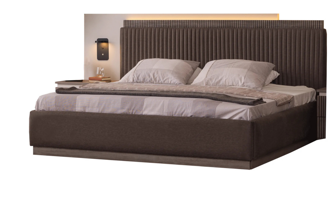 ESF Italia Elvis Bed With Storage In Chocolate Brown (King/Queen Size Bed)