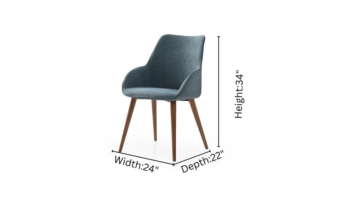 ESF Italia Linden Upholstered Blue Dining Chair With Tapered Legs