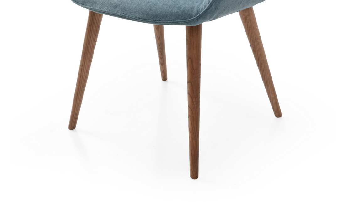 ESF Italia Linden Upholstered Blue Dining Chair With Tapered Legs