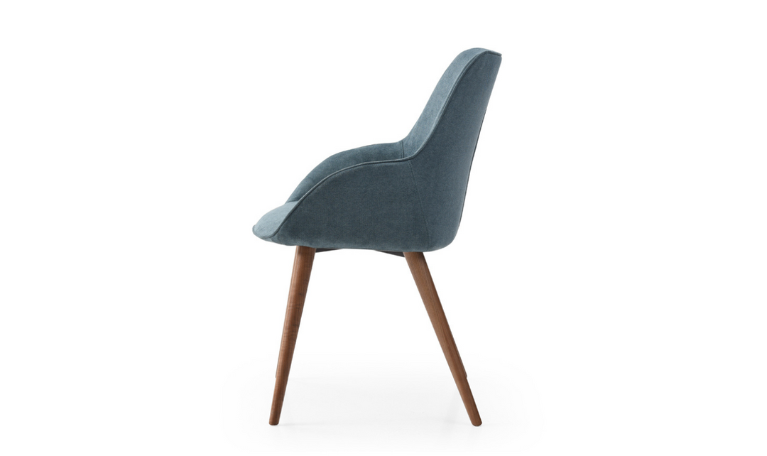 ESF Italia Linden Upholstered Blue Dining Chair With Tapered Legs