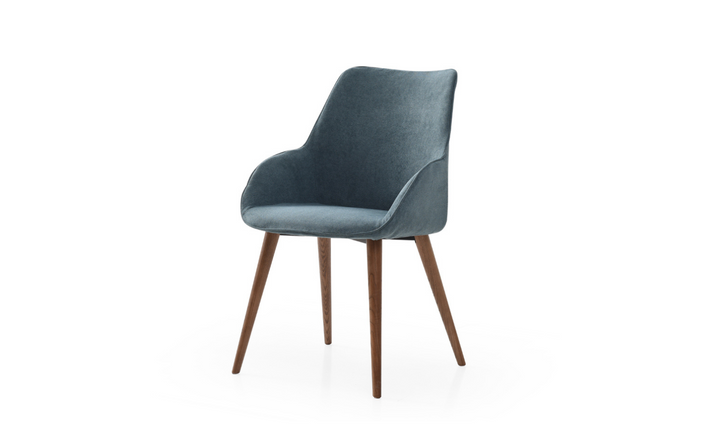 ESF Italia Linden Upholstered Blue Dining Chair With Tapered Legs