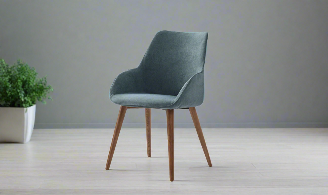 ESF Italia Linden Upholstered Blue Dining Chair With Tapered Legs