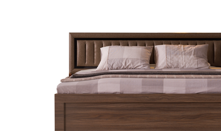 ESF Italia Lindo Brown King/Queen Size Bed With Storage and Leather Headboard