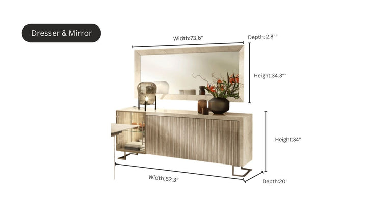 ESF Italia Luce Wooden Dining Room Set In Beige With High Gloss Lacquer Finish