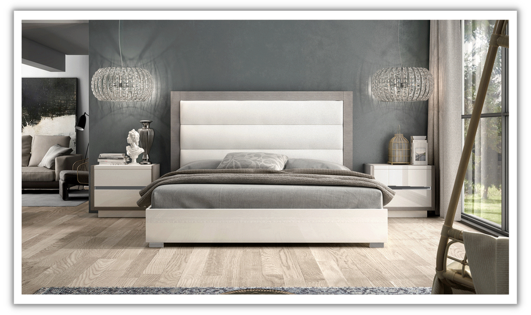 ESF Italia Mangano Panel Bed in High Gloss Lacquer Finish ( King / Queen)-Leahyco