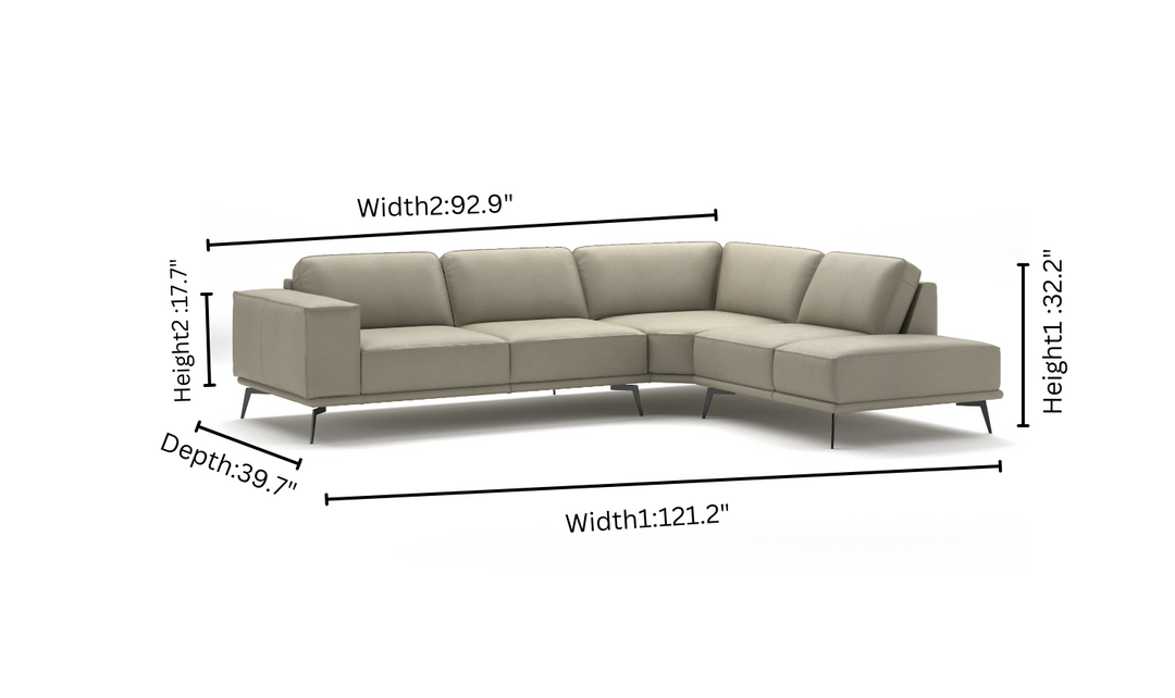 ESF Italia Manhattan Ivory L-shaped Leather Sectional Sofa