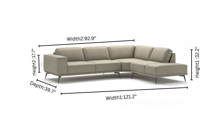 ESF Italia Manhattan Ivory L-shaped Leather Sectional Sofa