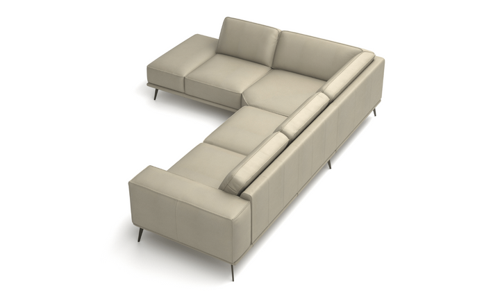 ESF Italia Manhattan Ivory L-shaped Leather Sectional Sofa