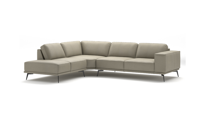 ESF Italia Manhattan Ivory L-shaped Leather Sectional Sofa