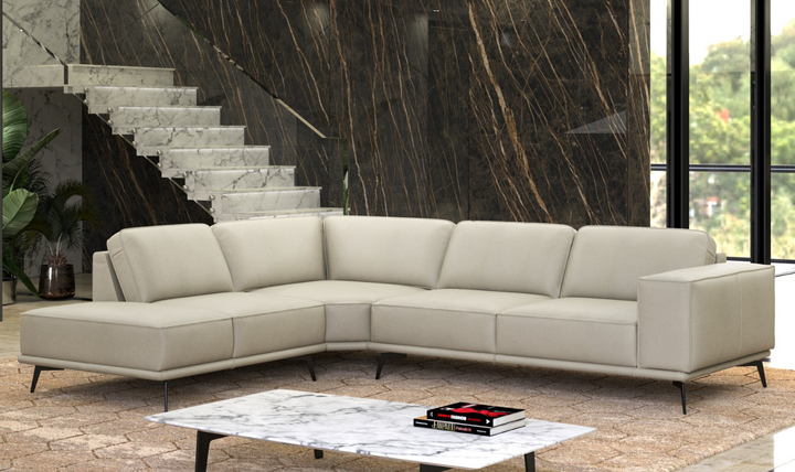 ESF Italia Manhattan Ivory L-shaped Leather Sectional Sofa