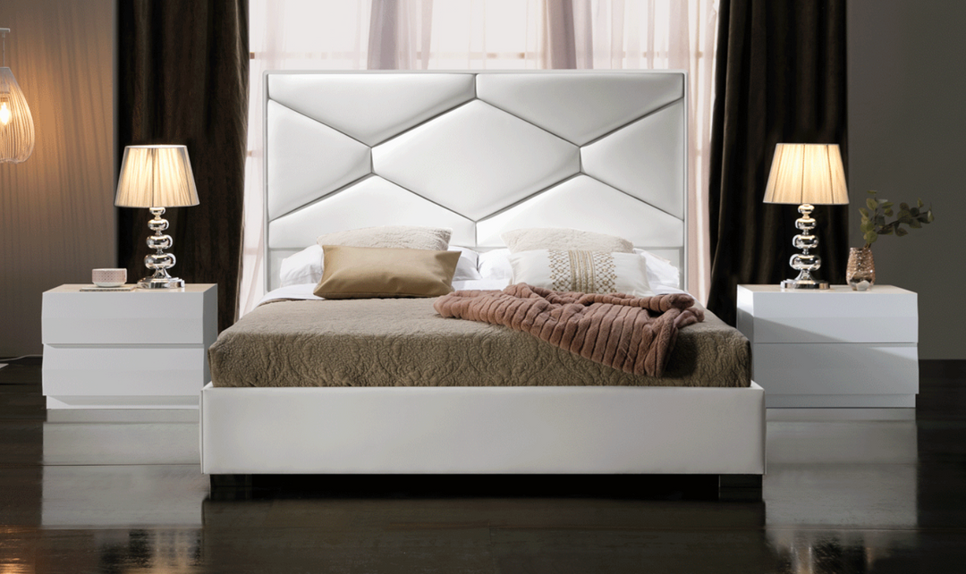 ESF Italia Martina Lux Bed With Storage In White (King/Queen Size)