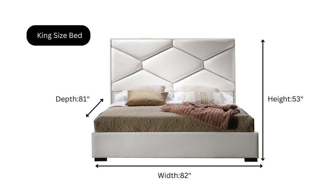 ESF Italia Martina Lux Bed With Storage In White (King/Queen Size)