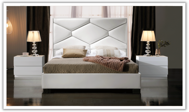 ESF Italia Martina Lux Bed With Storage In White (King/Queen Size)