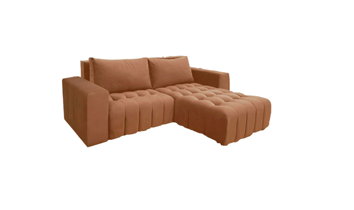 ESF Italia Neo Orange L-Shaped Fabric Sofa Bed With Storage