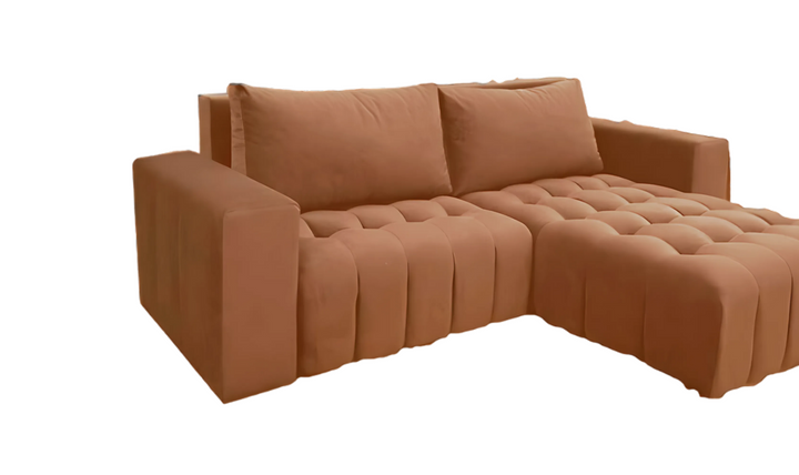 ESF Italia Neo Orange L-Shaped Fabric Sofa Bed With Storage