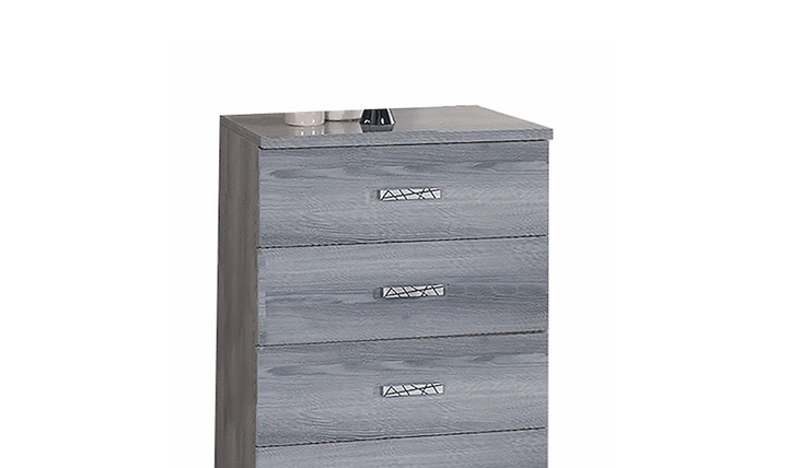 ESF Italia Nicole 5 Drawer Wooden Gray Chest with High Gloss Lacquer Finish