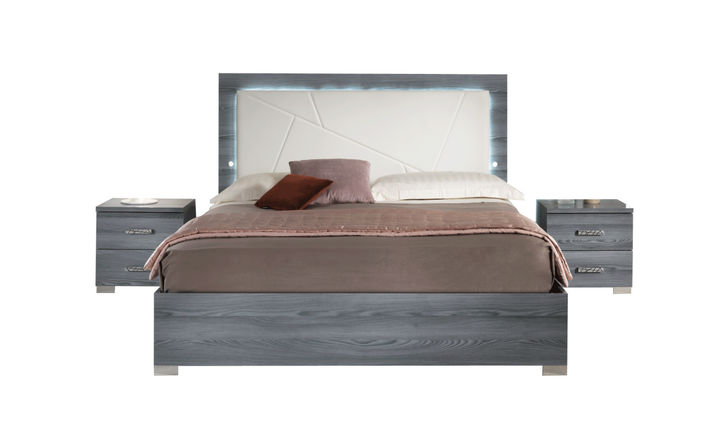 ESF Italia Nicole King Size Bed With Upholstered Headboard in Gray