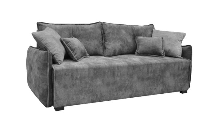 ESF Italia Nino Gray Fabric Sleeper Sofa With Tufted Seat And Pillo