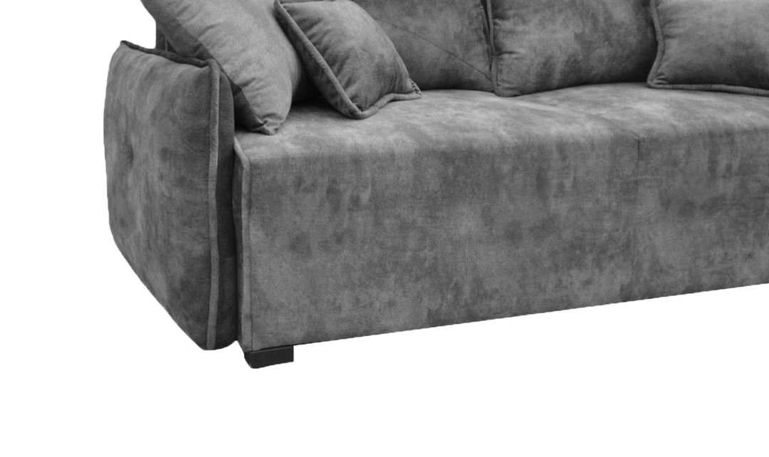 ESF Italia Nino Gray Fabric Sleeper Sofa With Tufted Seat And Pillo