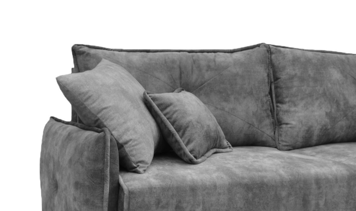 ESF Italia Nino Gray Fabric Sleeper Sofa With Tufted Seat And Pillo