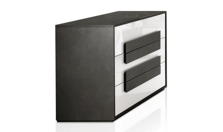 ESF Italia Panarea 2-Drawer Dresser In Black and White With Mirror