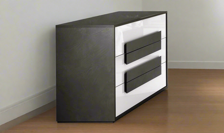 ESF Italia Panarea 2-Drawer Dresser In Black and White With Mirror