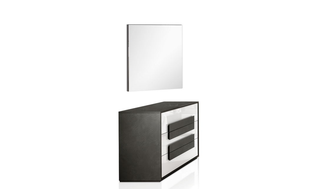 ESF Italia Panarea 2-Drawer Dresser In Black and White With Mirror