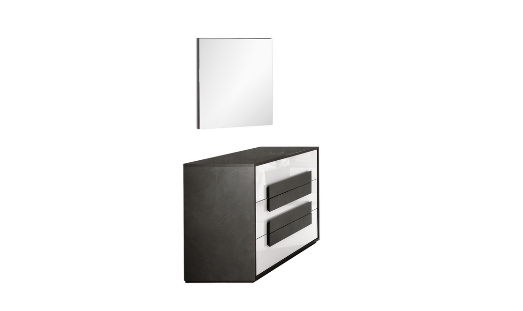 ESF Italia Panarea 2-Drawer Dresser In Black and White With Mirror