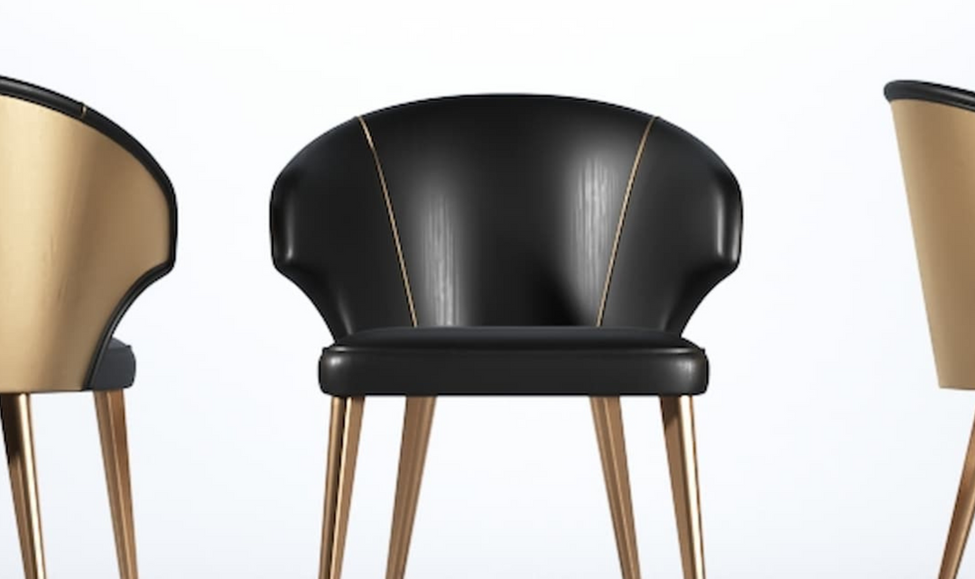 ESF Italia Wave Dark Gray Stationary Chair With Gold Color Legs