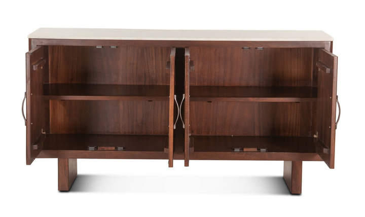 Amalfi 68" Sideboard in Mango Wood with White Marble-Leahyco