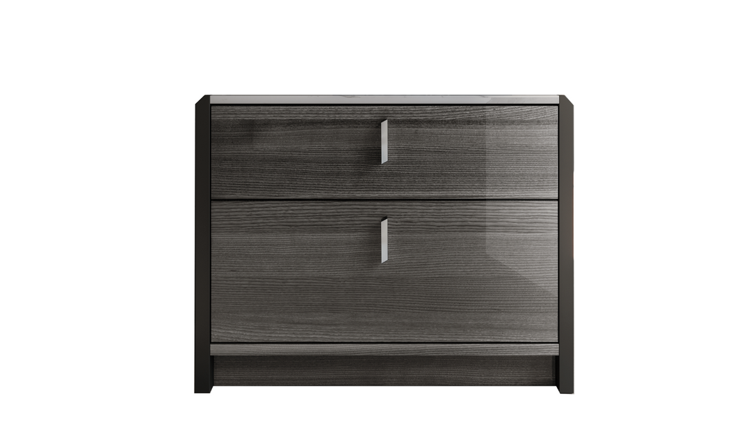 ESF Italia Vulcano 2-Drawer Dark Gray Night Stand with Marble Effect Top- Leahyco