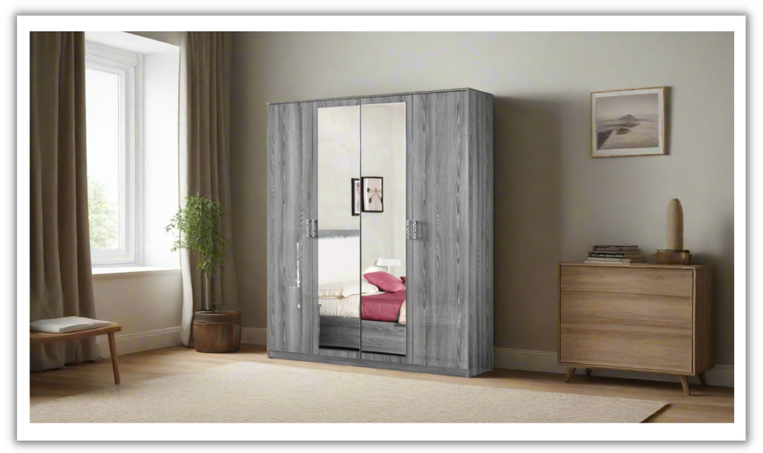 Nicole 4 Door Wardrobe With Mirror- Leahyco