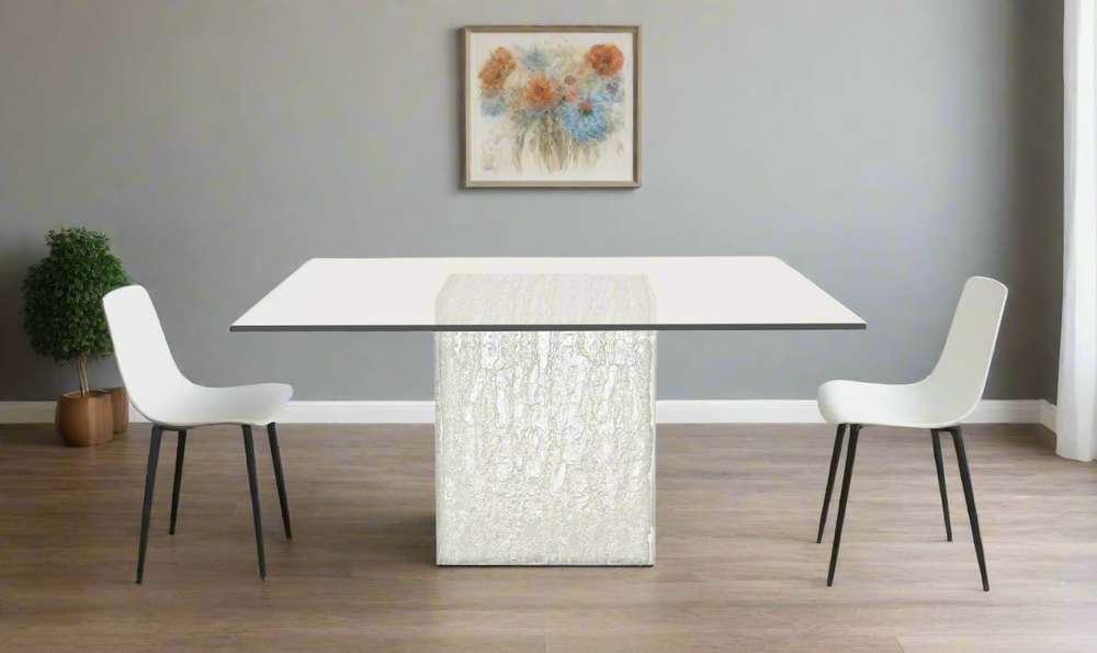 Bernhardt Arctic 6-seater Dining Table with Glass Top + Acrylic Base- Leahyco