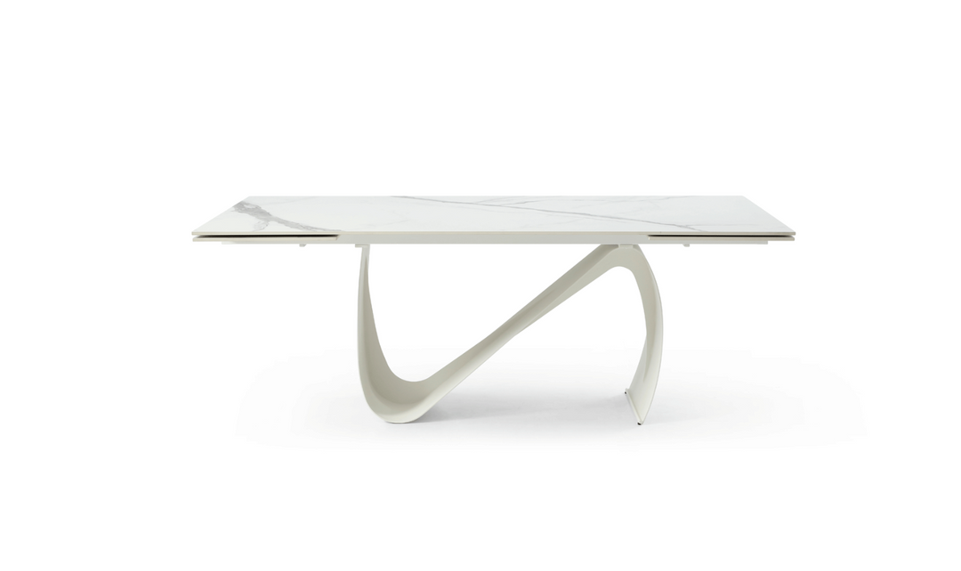 European Ceramic Top Marble Design Extension Dining Table- Leahyco