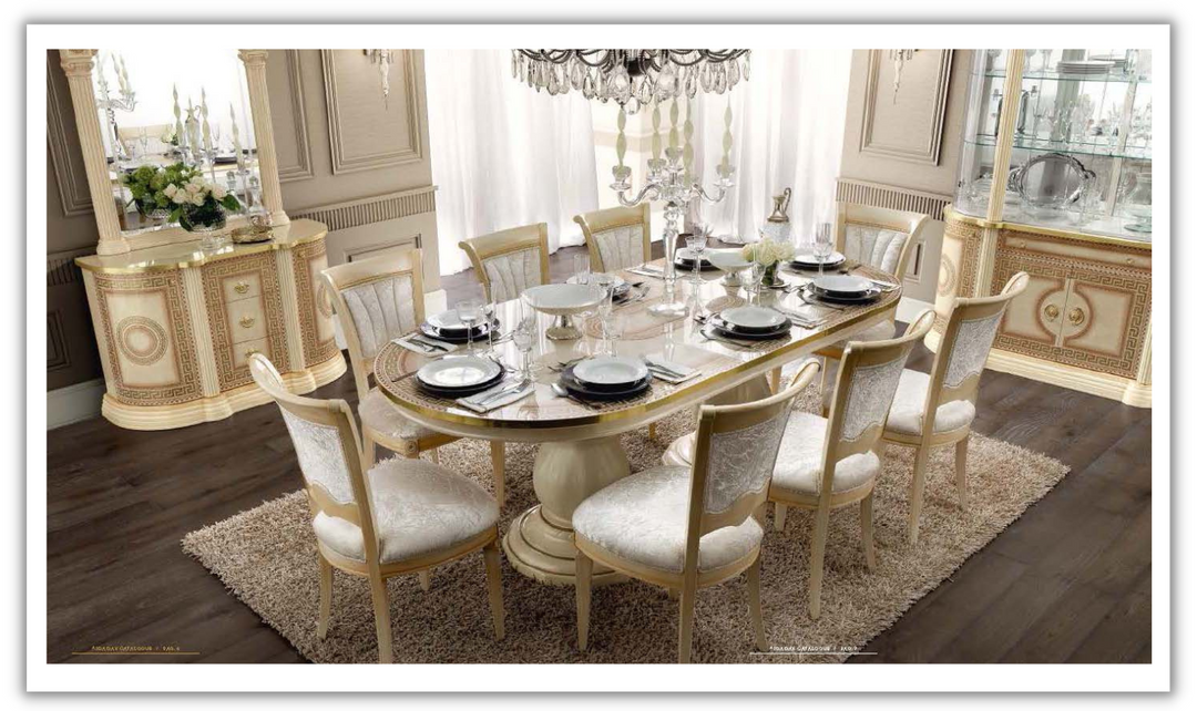 ESF Italia Aida Extendable Oval Shaped Dining Table in Ivory- Leahyco