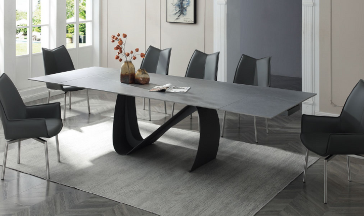 European Ceramic Top Marble Design Extension Dining Table- Leahyco