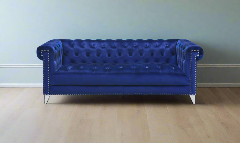 Coaster Furniture Bleker Blue Velvet Tufted Modular Living Room Set- Leahyco