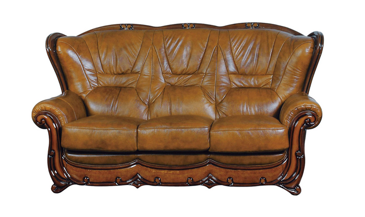 ESF Italia Ayla Leather 3-Seater Sofa In Walnut Brown- Leahyco