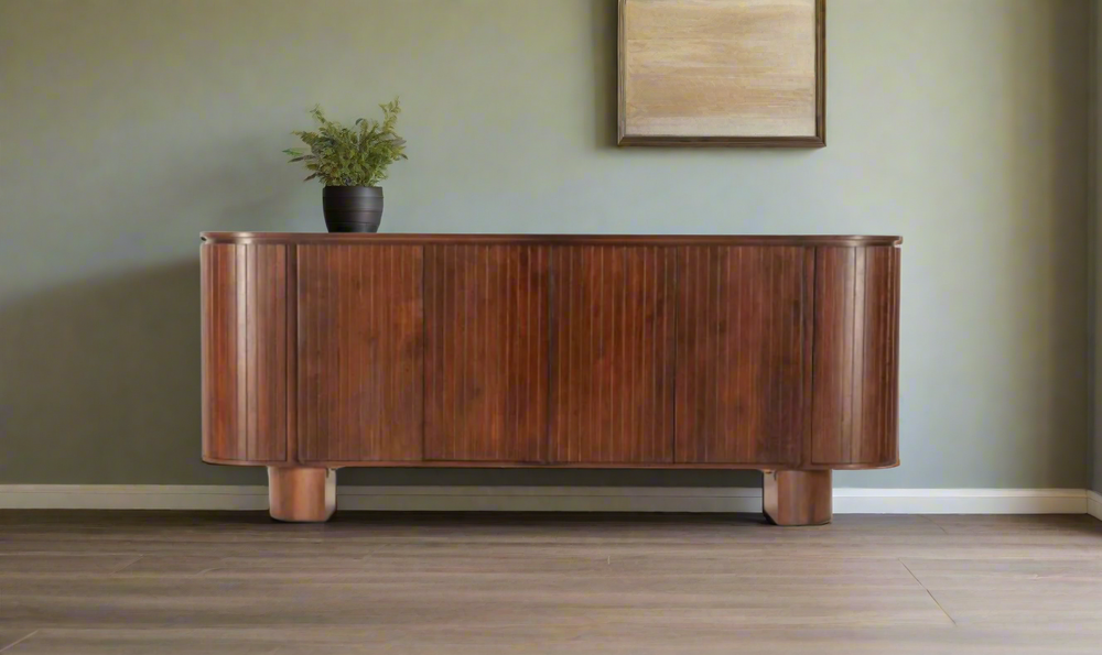 HTD Athena 79" Sideboard in Aged Mahogany Finish + Mango Wood Construction- Leahyco