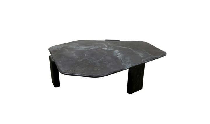 HTD Breton Hexagonal Coffee Table In Black with Lava Marble Top