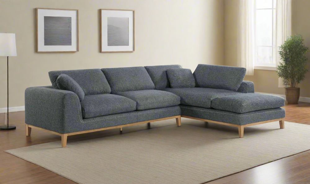 Coaster Furniture Persia 4-Seater L-Shaped Fabric Sectional Sofa in Gray-Leahyco