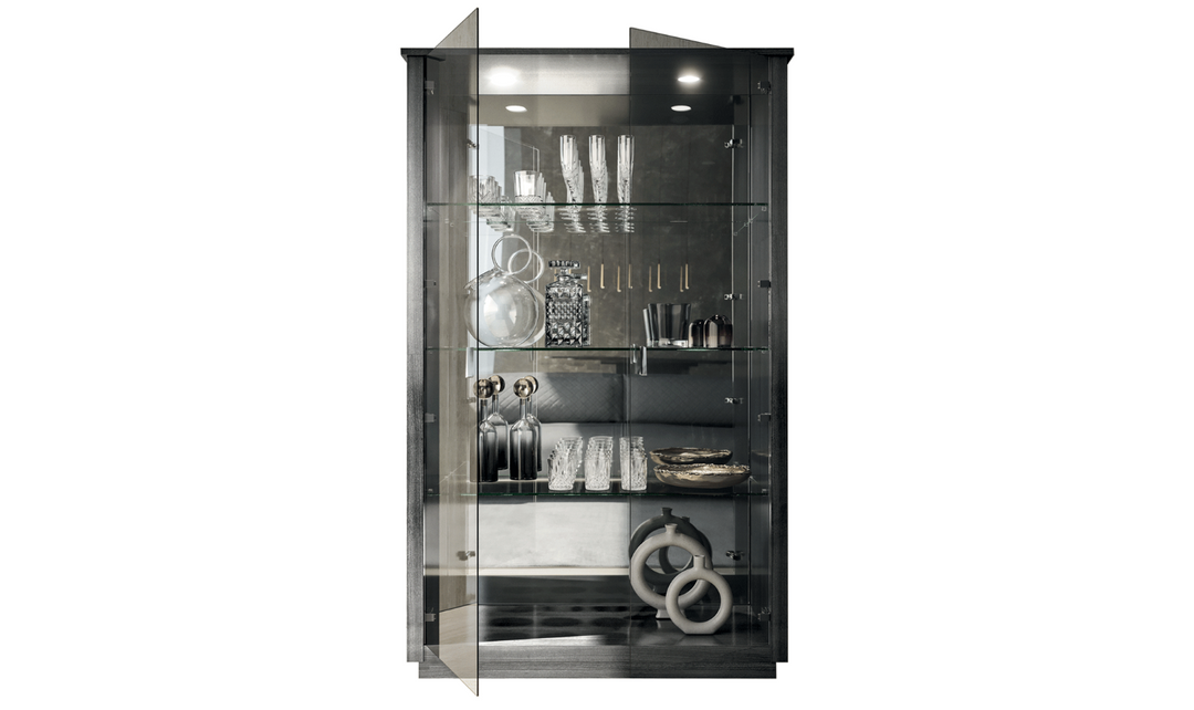 ESF Italia Vulcano 2 Door Curio Cabinet With Glass Shelves- Leahyco