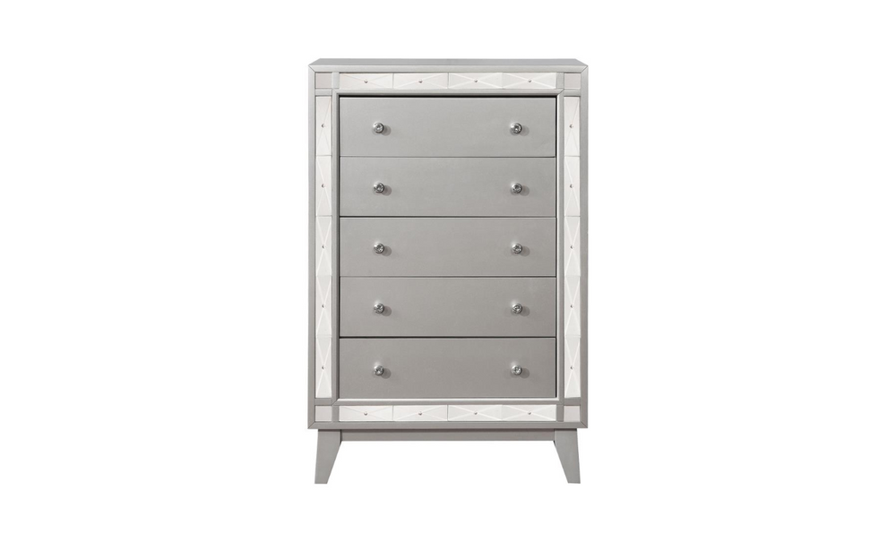 Coaster Furniture Leighton 5-Drawer Chest in Metallic Mercury Finish-Leahyco