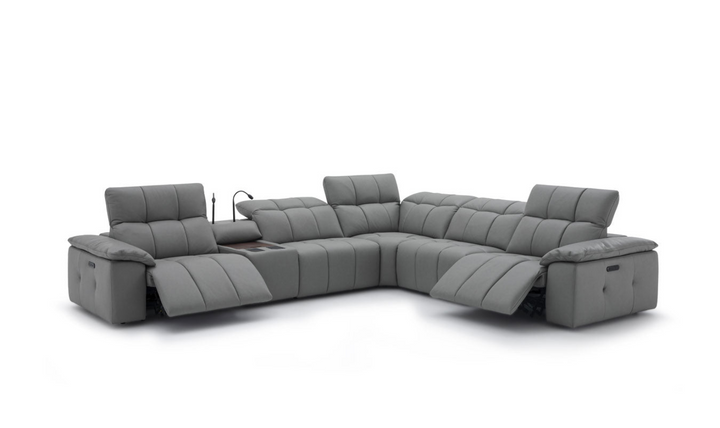 Beaumont 6 Pieces Leather Power Recliner Sectional Sofa in Premium Leather- Leahyco