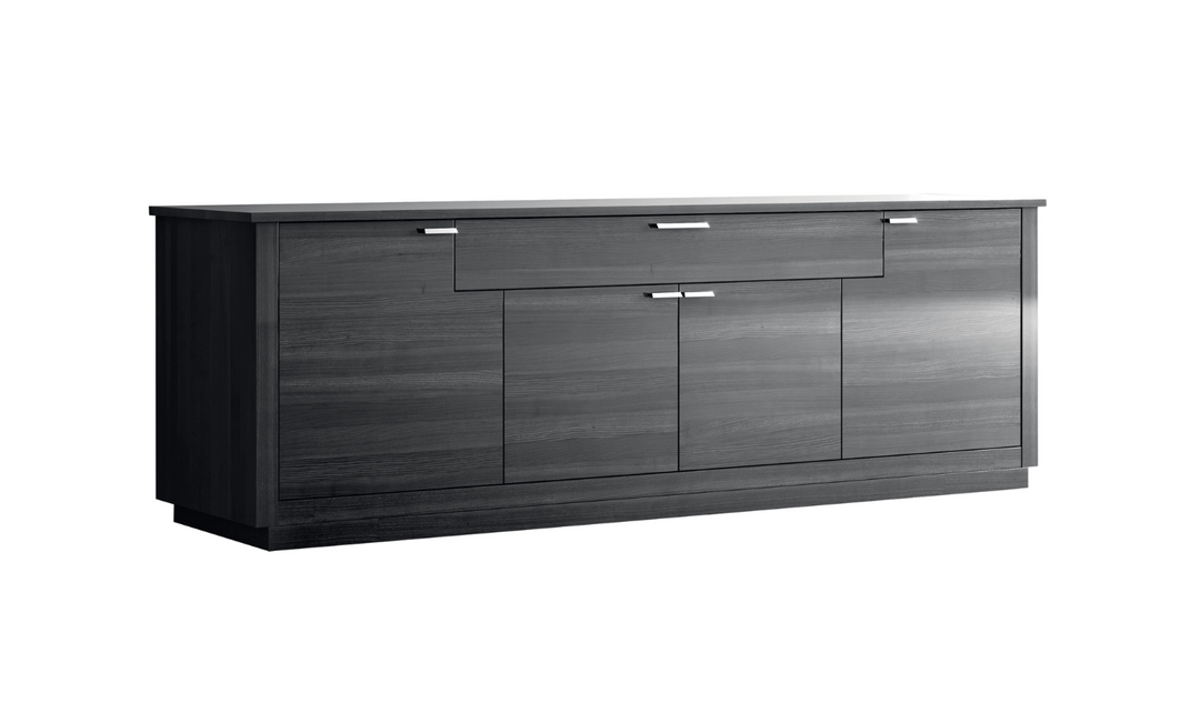 ESF Italia Vulcano 4-Doors Dark Gray Buffet with Wooden Base- Leahyco