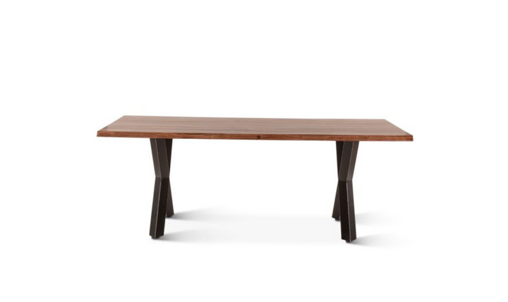 HTD Brisbane Brown Dining Table in Natural Sheesham Wood and Iron